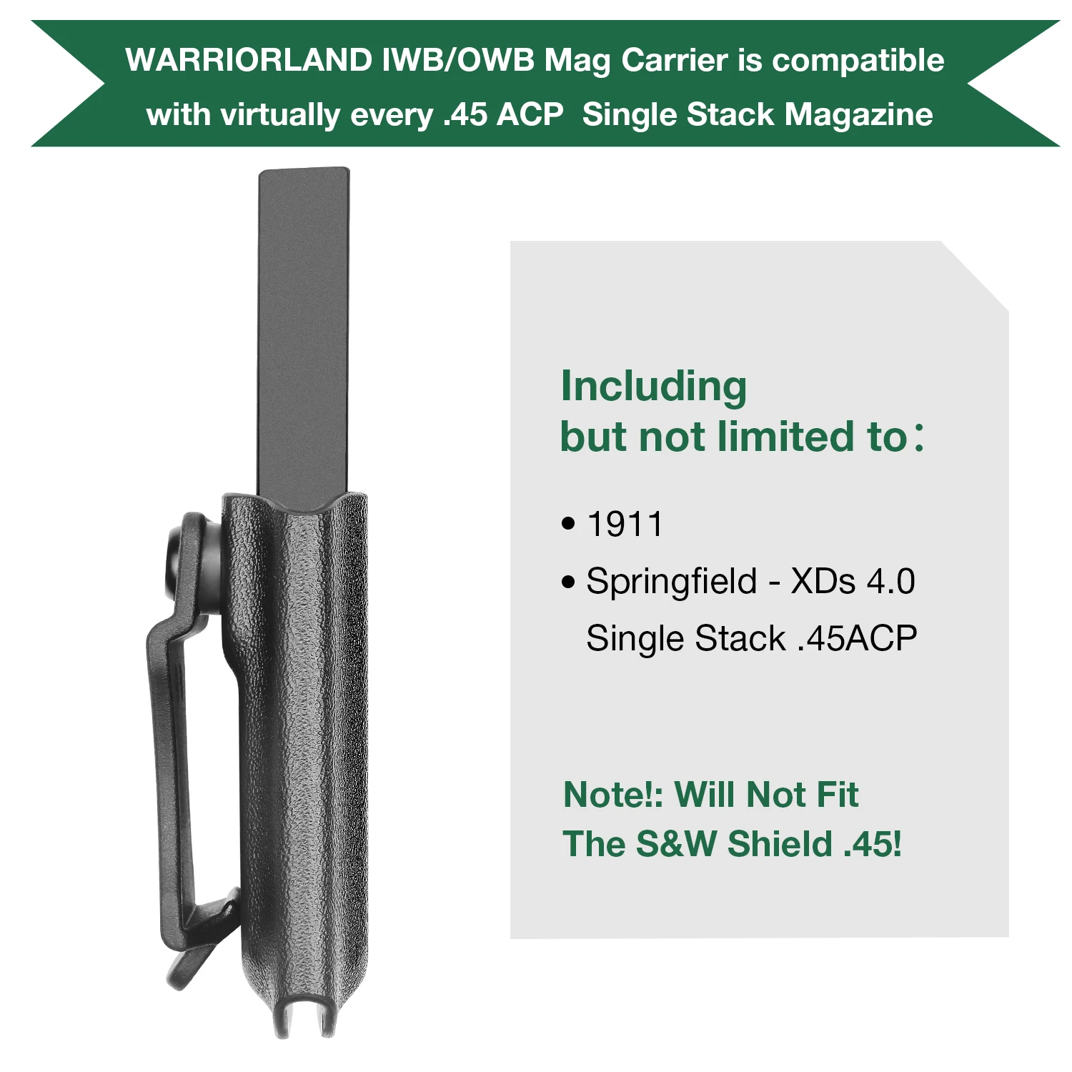 1911 Universal Mag Carrier IWB / OWB Magazine Holster Optional .45ACP Single Stack Magazine Fit 1911 Kydex Magzine Holder