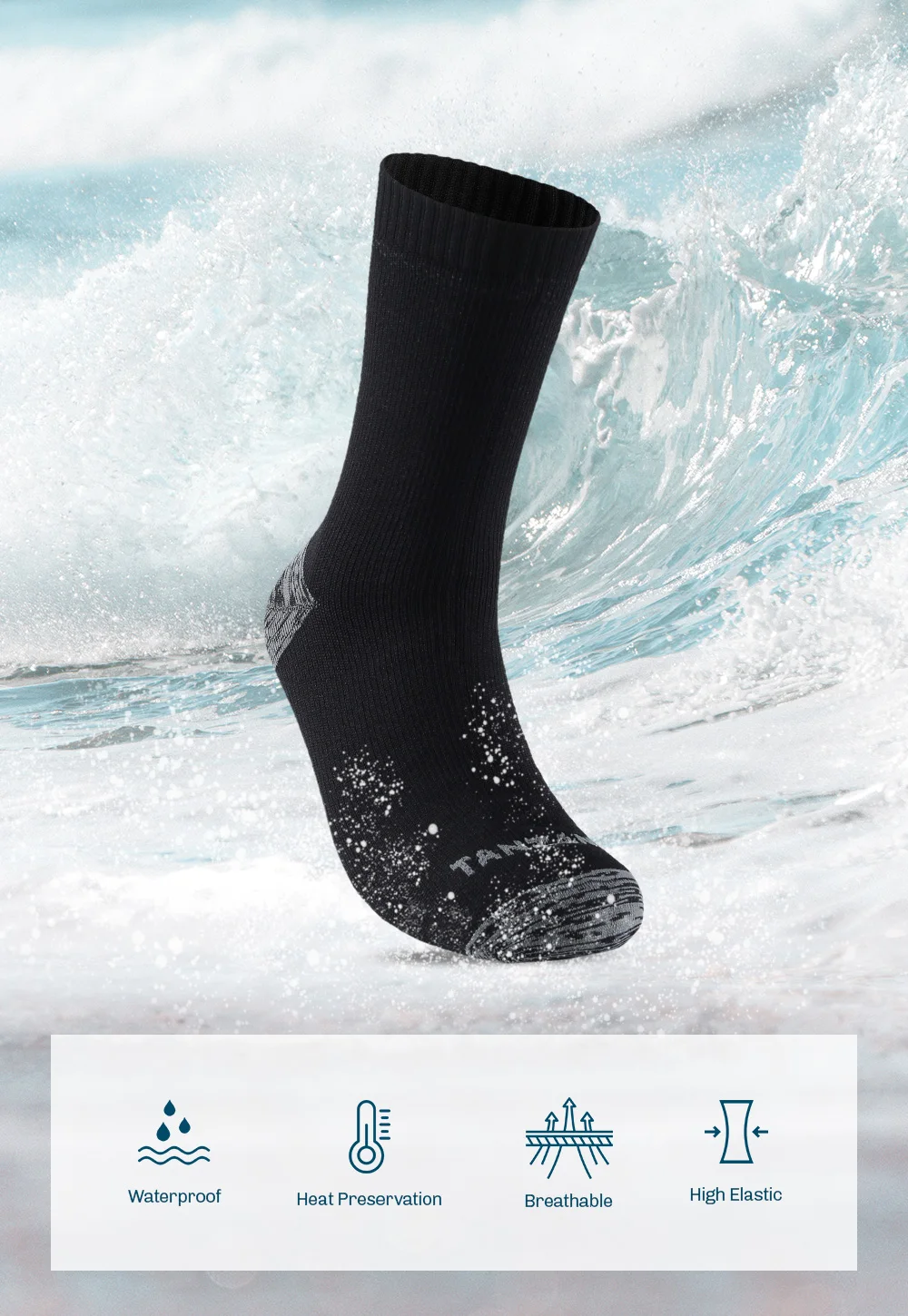 Calcetines impermeables para hombre, calcetín deportivo térmico cálido para nieve, MEMBRANES PORELLE, Snowboard, ciclism