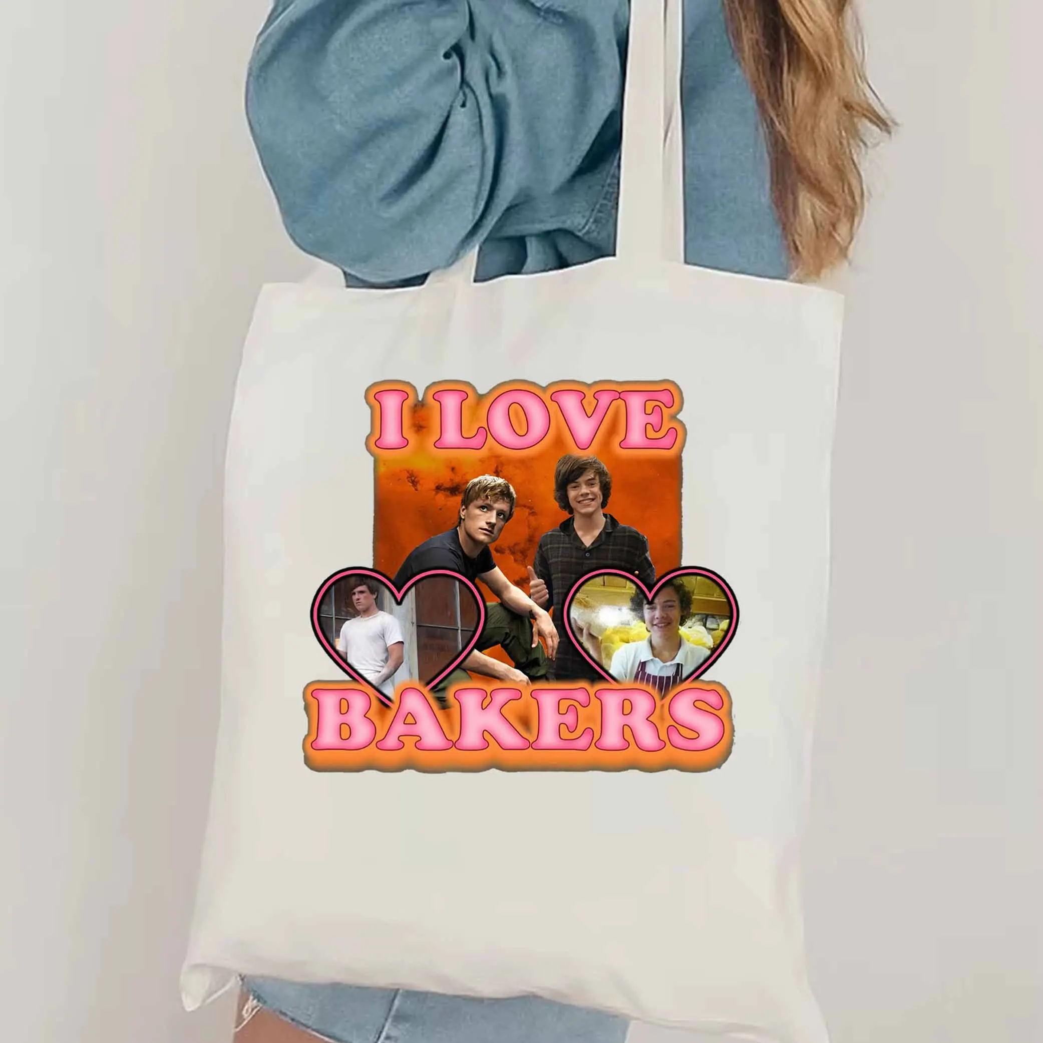 I love bakers tote bag Funny Harry pattern shoulder bag Peeta Mellark Hungers Games canvas tote bag Women's Harajuku print bag