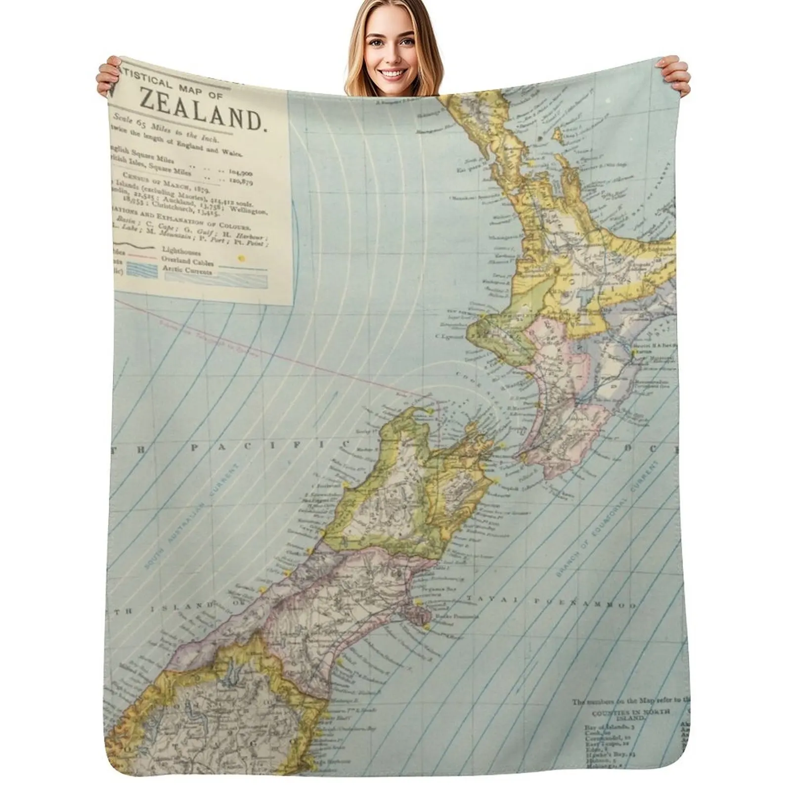 

Vintage Map of New Zealand (1883) Throw Blanket Luxury Brand Flannel Fabric christmas decoration Beach Blankets