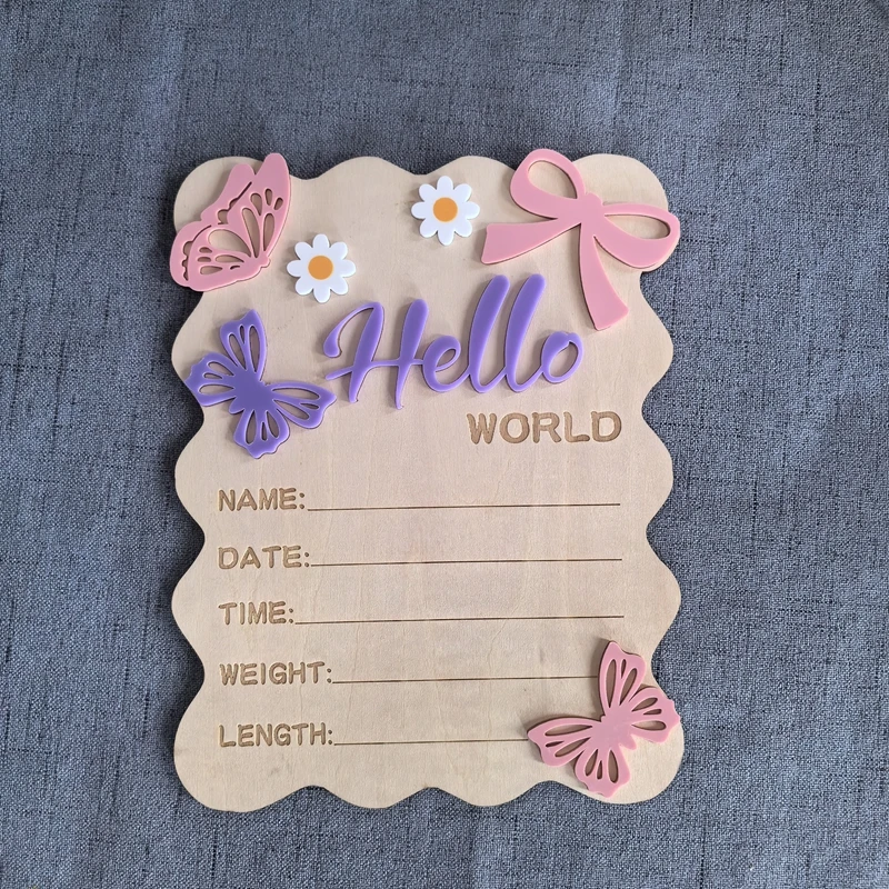 

New baby birth statistics logo eco-friendly wooden home decoration piece children's room DIY piece HLX0132