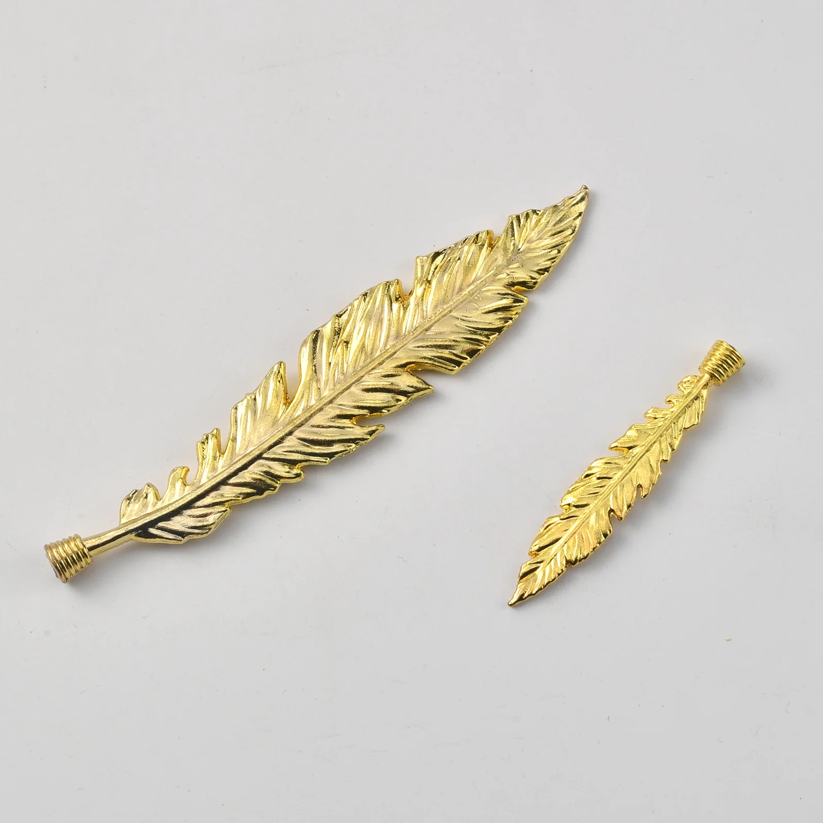 Leaf creative European feather marble metal decoration model room study home decoration zinc alloy gold handle