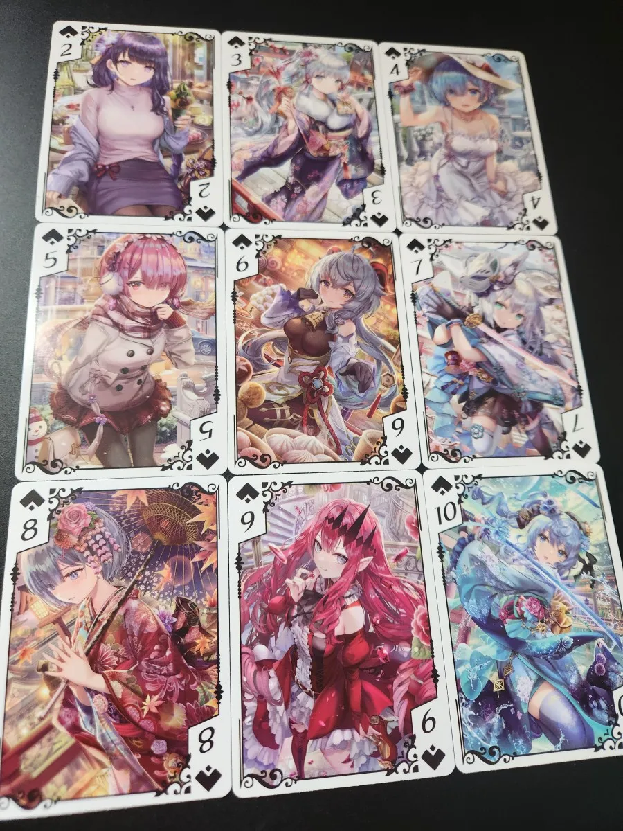 54Pcs/set Genshin Diy Playing Card Self-Control Ptcg Collect Signature Trading Flash Card Anime Cartoon Gift Color Flash