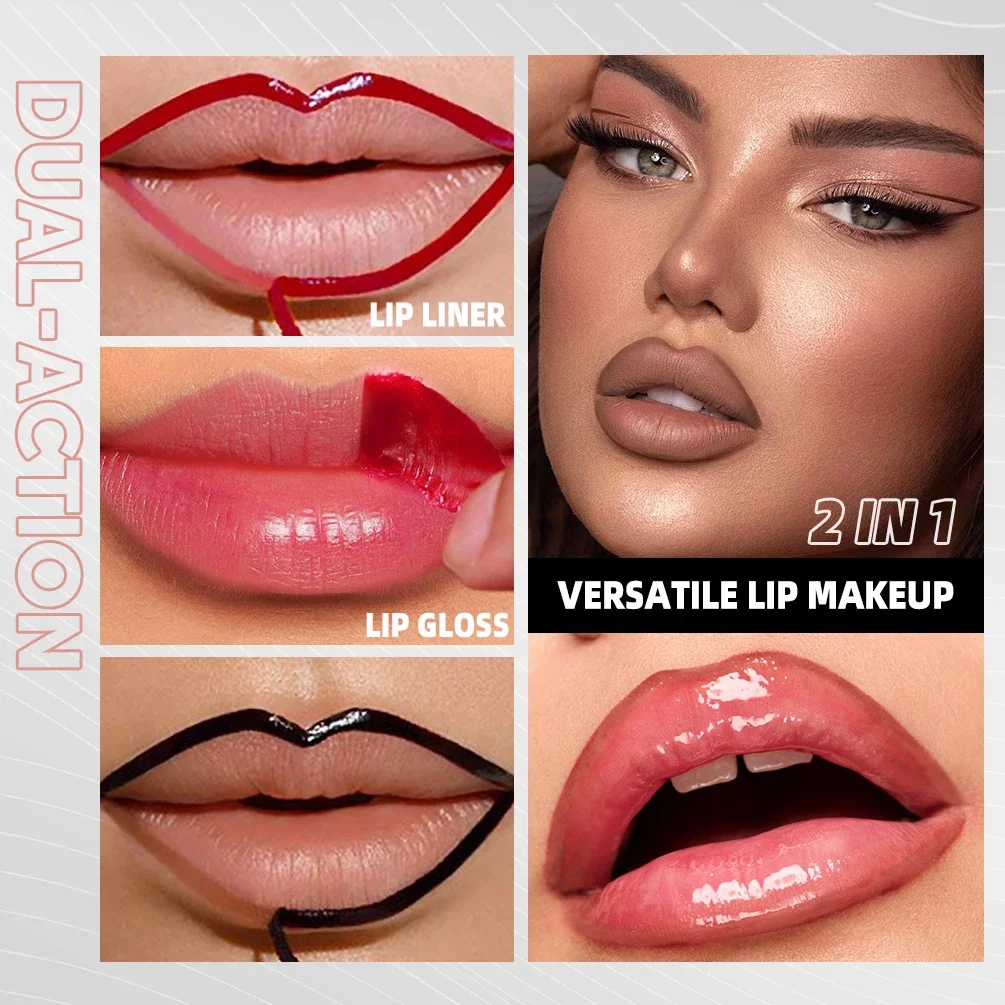 QIBEST crayon à lèvres Peel Off tatouage brillant à lèvres imperméable longue durée mat teinte à lèvres brun Contour détachable tache à lèvres cosmétiques