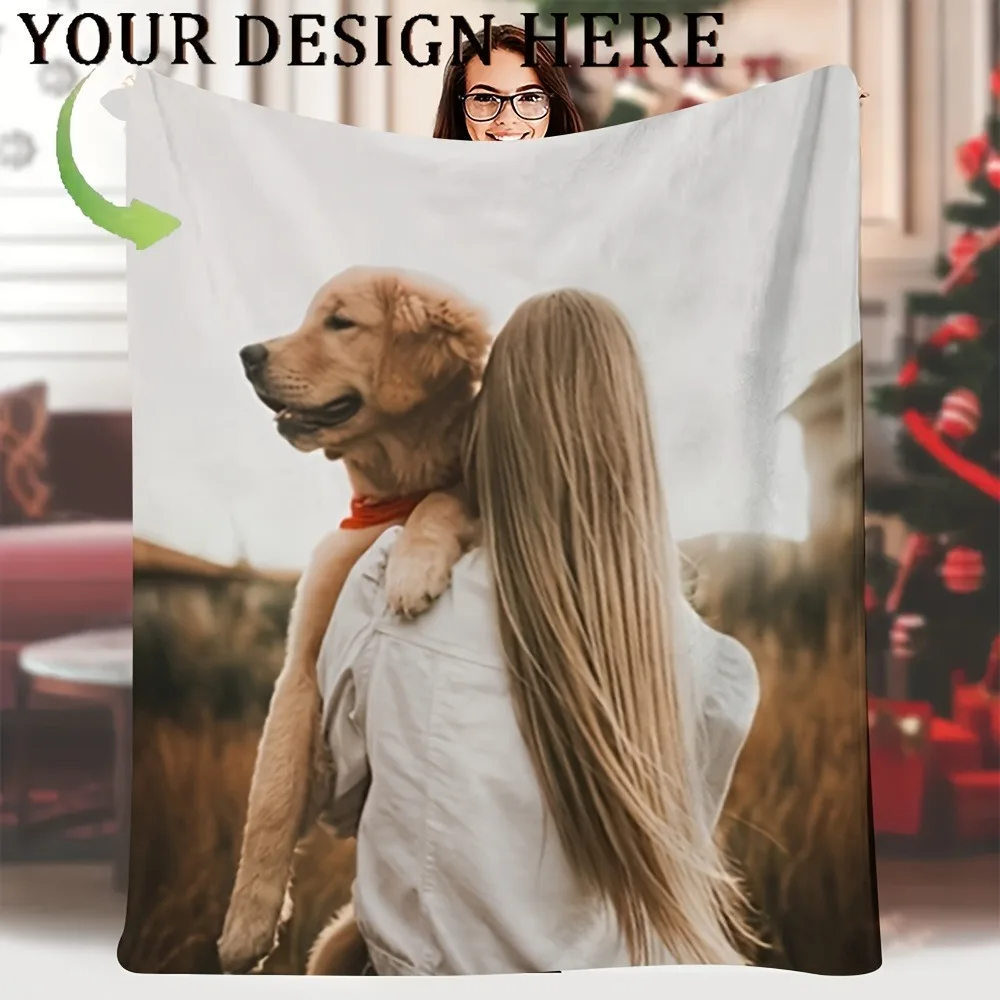 Personalized photo blanket, suitable for all seasons to print your own photos, vintage bedding gifts