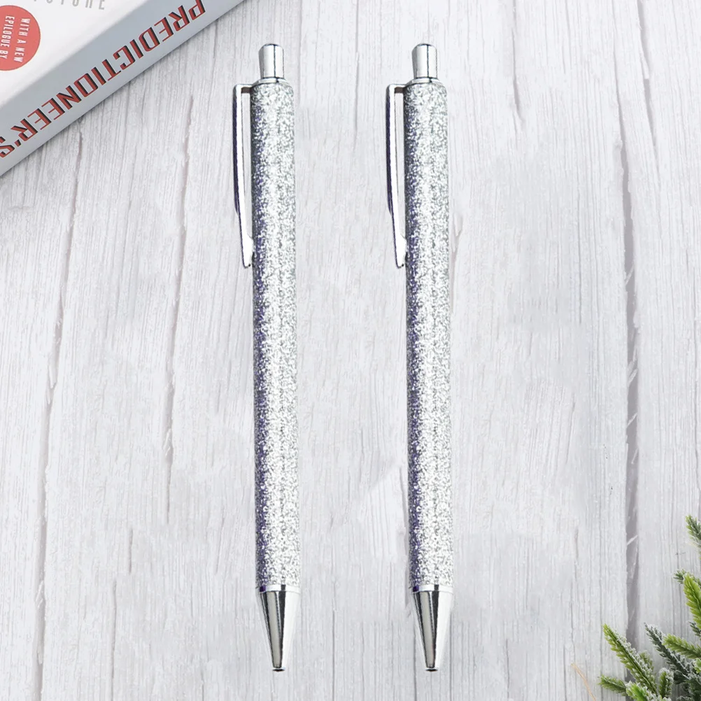 

2pcs Metal Ballpoint Pen Retractable Key Lightweight Slim Clip For Notebook Pocket Creative Writing Tool