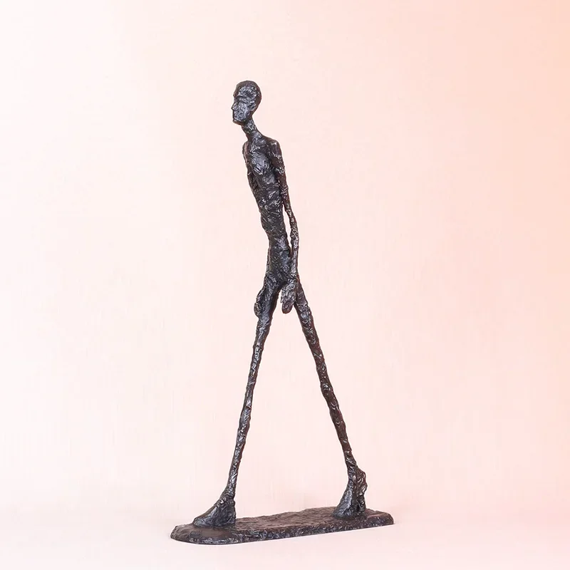 Sculpture Bronze Walking Man Statue Replica Famous Abstract Skeleton Collection Figurine Home Decor