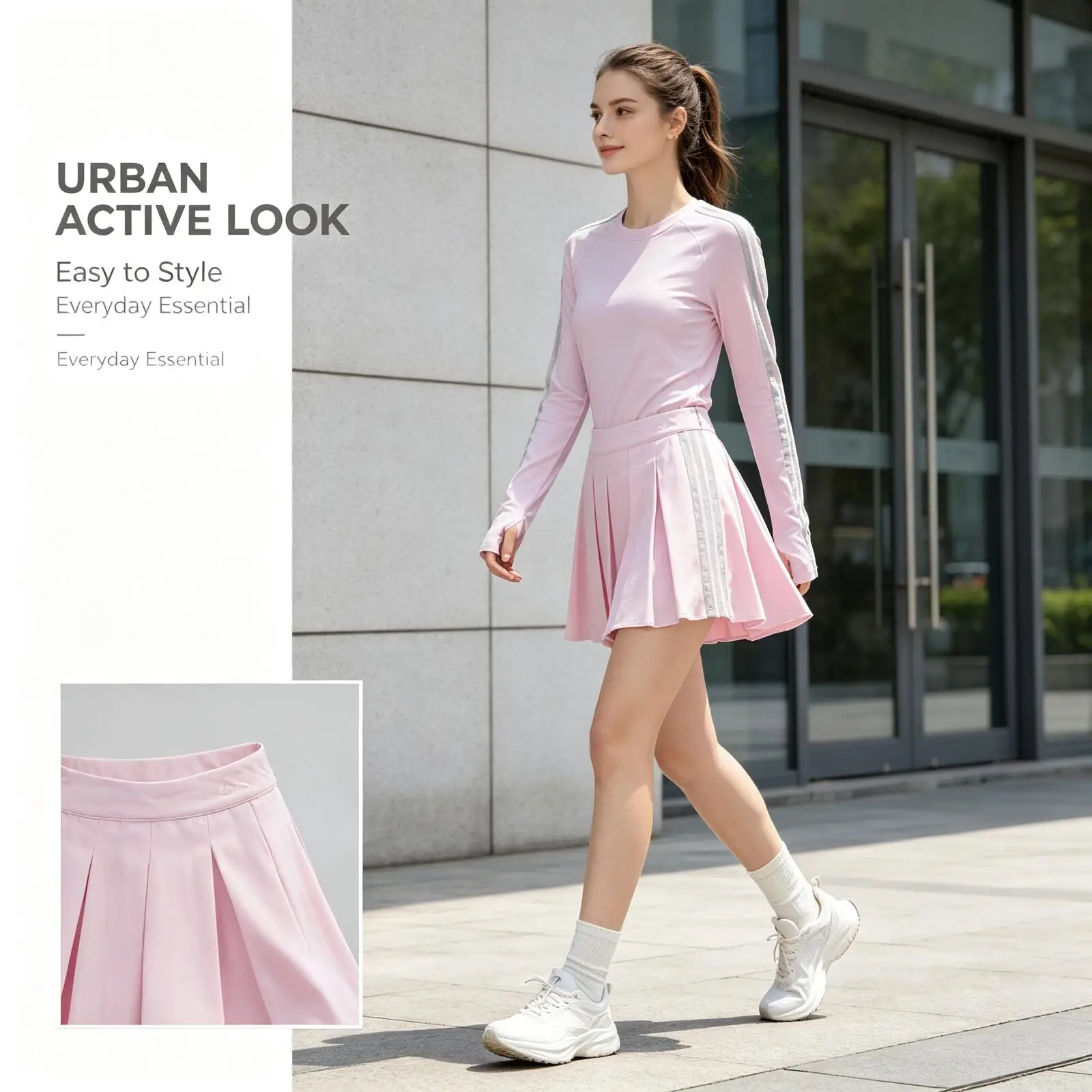 Adidas Women Women Pink Sport Mini Skirt High Waist Active Skirt Casual Daily Streetwear KR7604