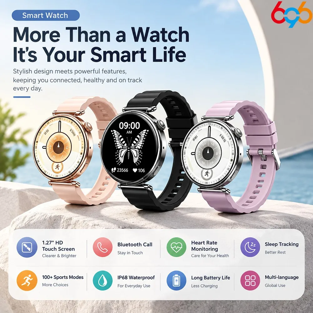 Women Outdoor Sports Smartwatch BT Call NFC Function Waterproof Music Playback Fitness Tracker Health Monitoring Wristband