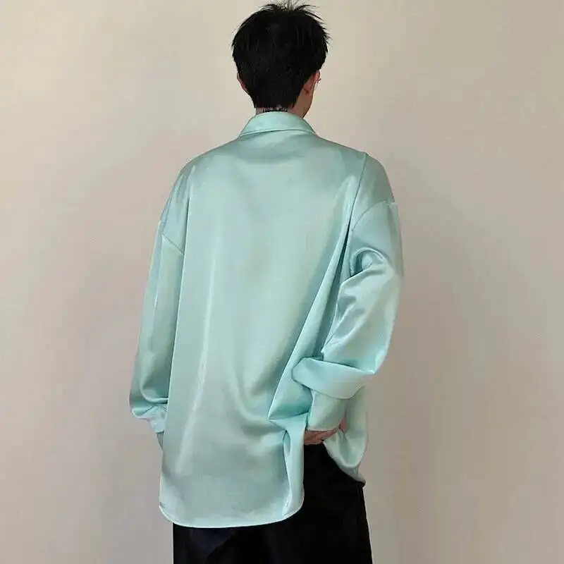 2026 Spring Summer New Men's Rose Flower Sequin Patchwork Shirt Fashion Niche Design Tie Long Sleeve Blouse Top 9XTEBN