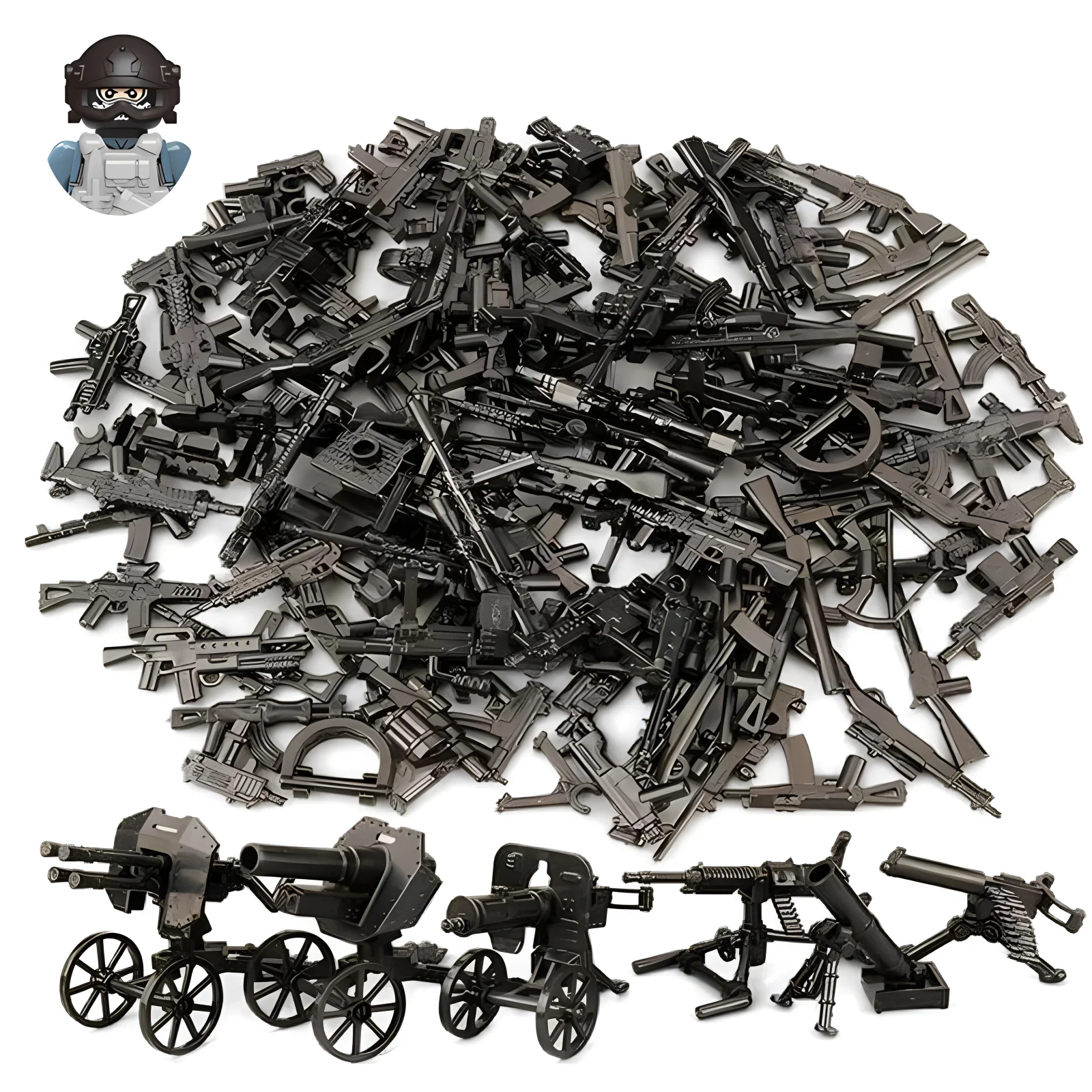 25/50/100Pcs WW2 Army Military Weapons SWAT Gun Cannon Soldier Army Police Building Blocks Figure Accessories Model Brick Toy