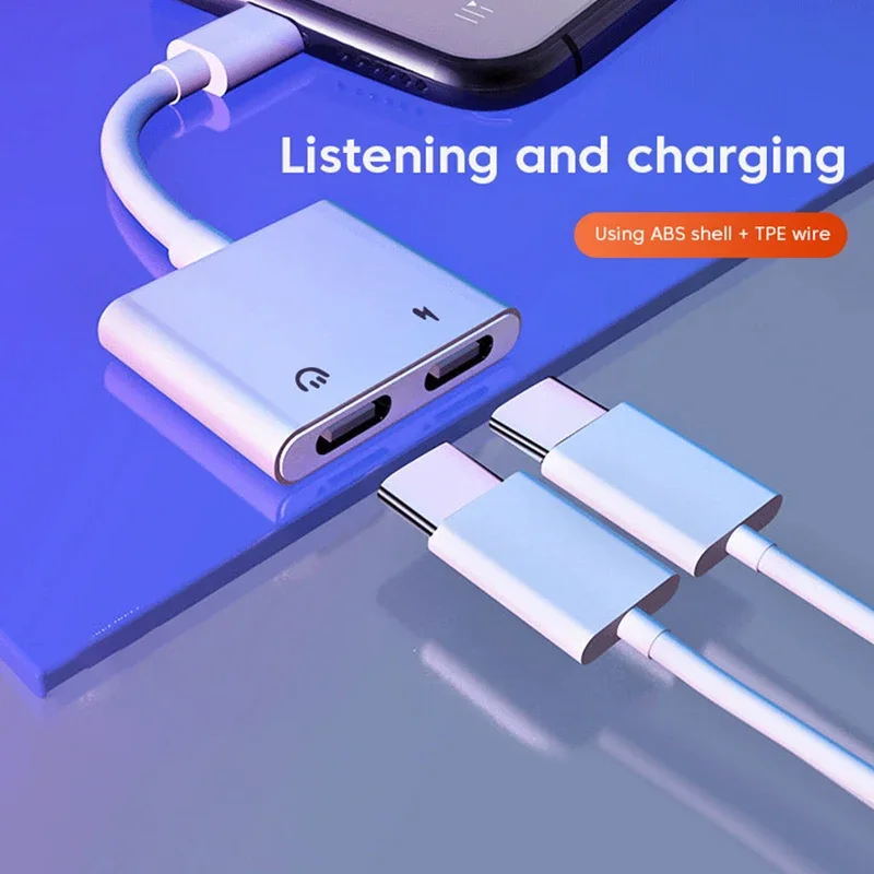 Type-C Adapter USB-C to 3.5mm Jack Audio Converter Dual Type C Charging Adapter Connector Splitter For Huawei Xiaomi Samsung