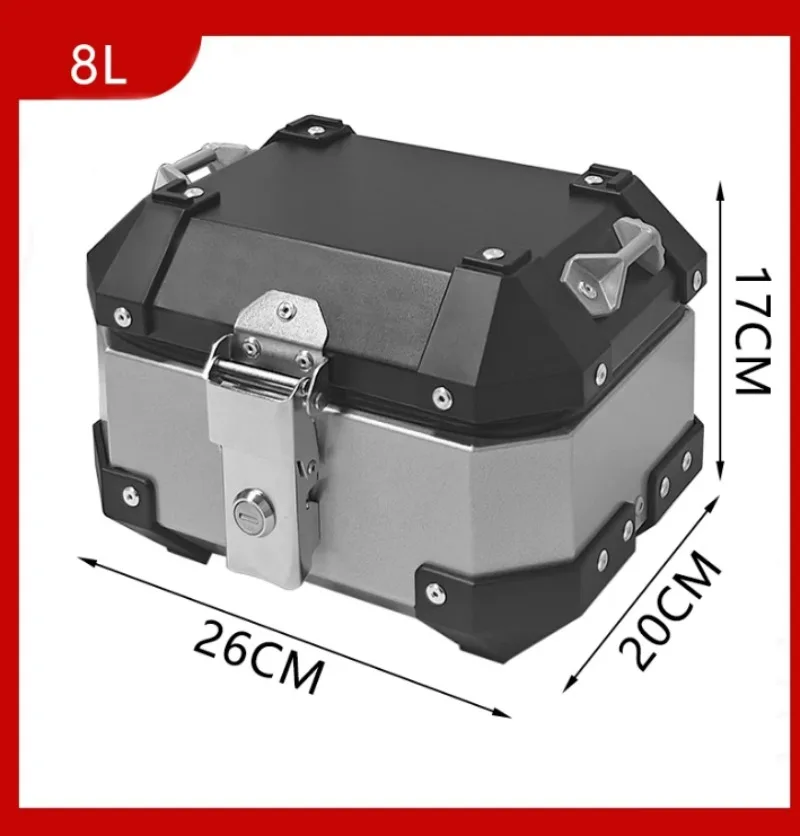 Super Mini 5/8L Aluminum Alloy Motorcycle Tail Box, Small Electric Vehicle Rear Trunk with Lock