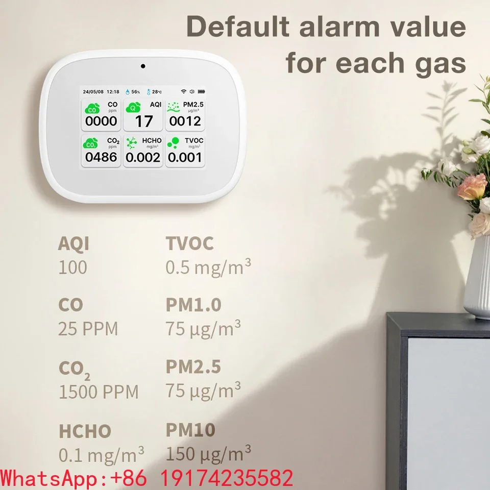 Tuya WiFi 10 1 Air Quality Monitor Indoor CO CO Detector LCD Display AQI TVOC HCHO PM2.5 PM10