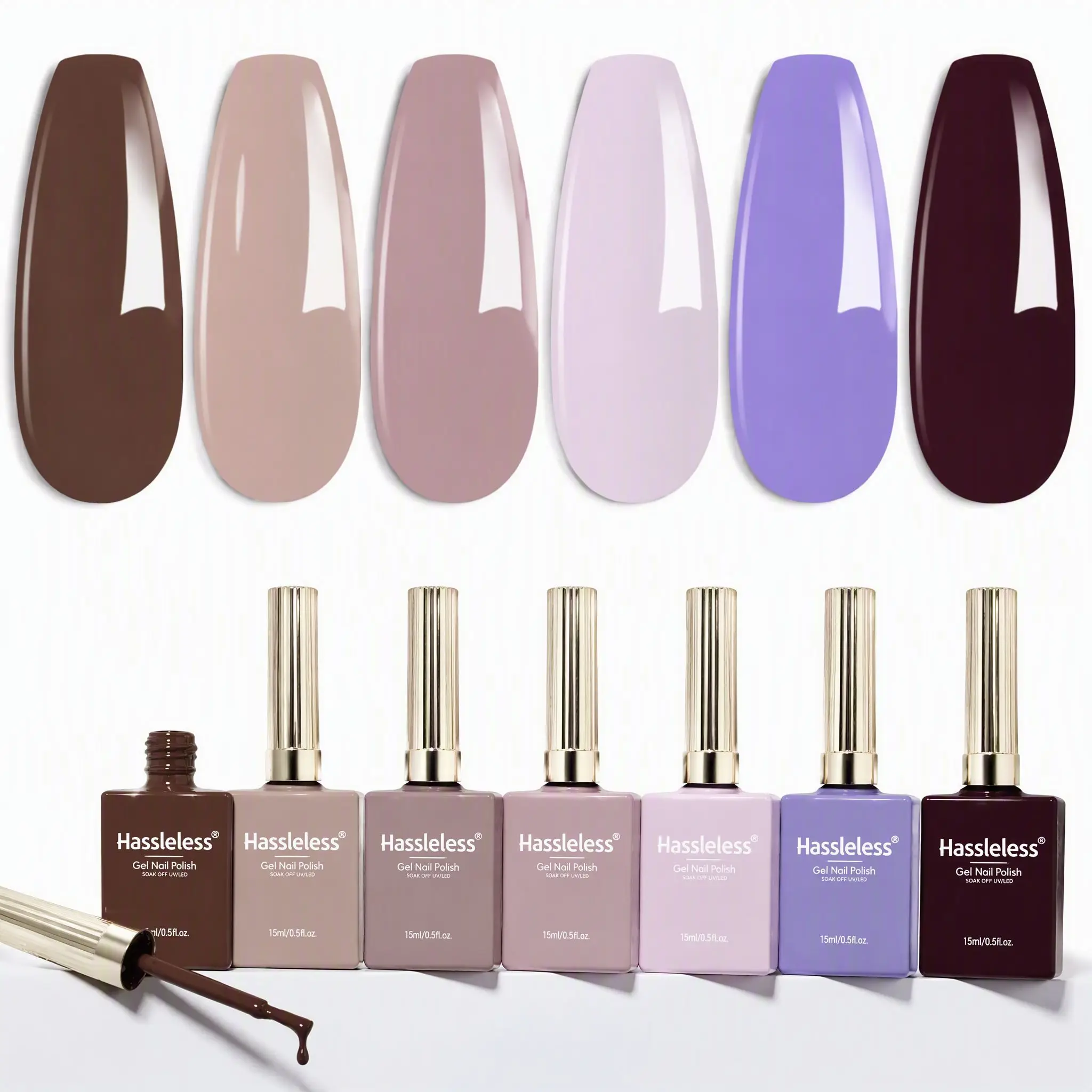 Hassleless 6pcs Gel Polish Set, 0.5 ounce large capacity, suitable for home and salon use, a great gift for women