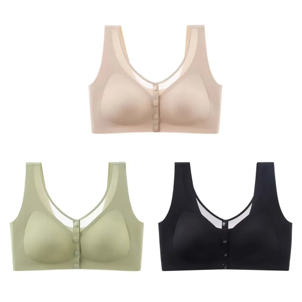 Basissteun voorste knop Naadloze beha Push-up ondergoed Groot formaat ondergoed voor dames Slanke lingerie Draadloze diepe V-bh Dame