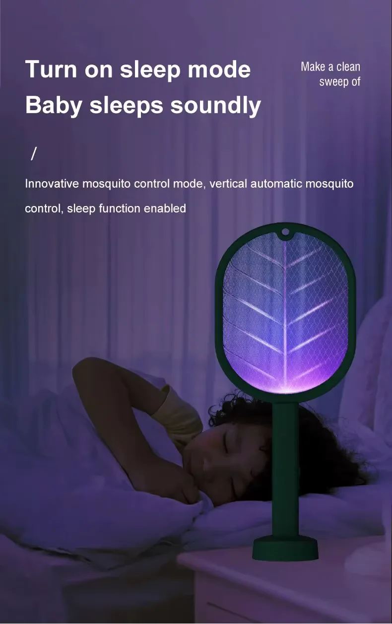 Electric Mosquito Swatter Mosquito Killer USB Rechargeable Angle Adjustable Electric Bug Zapper Fly Bat Insect Swatter