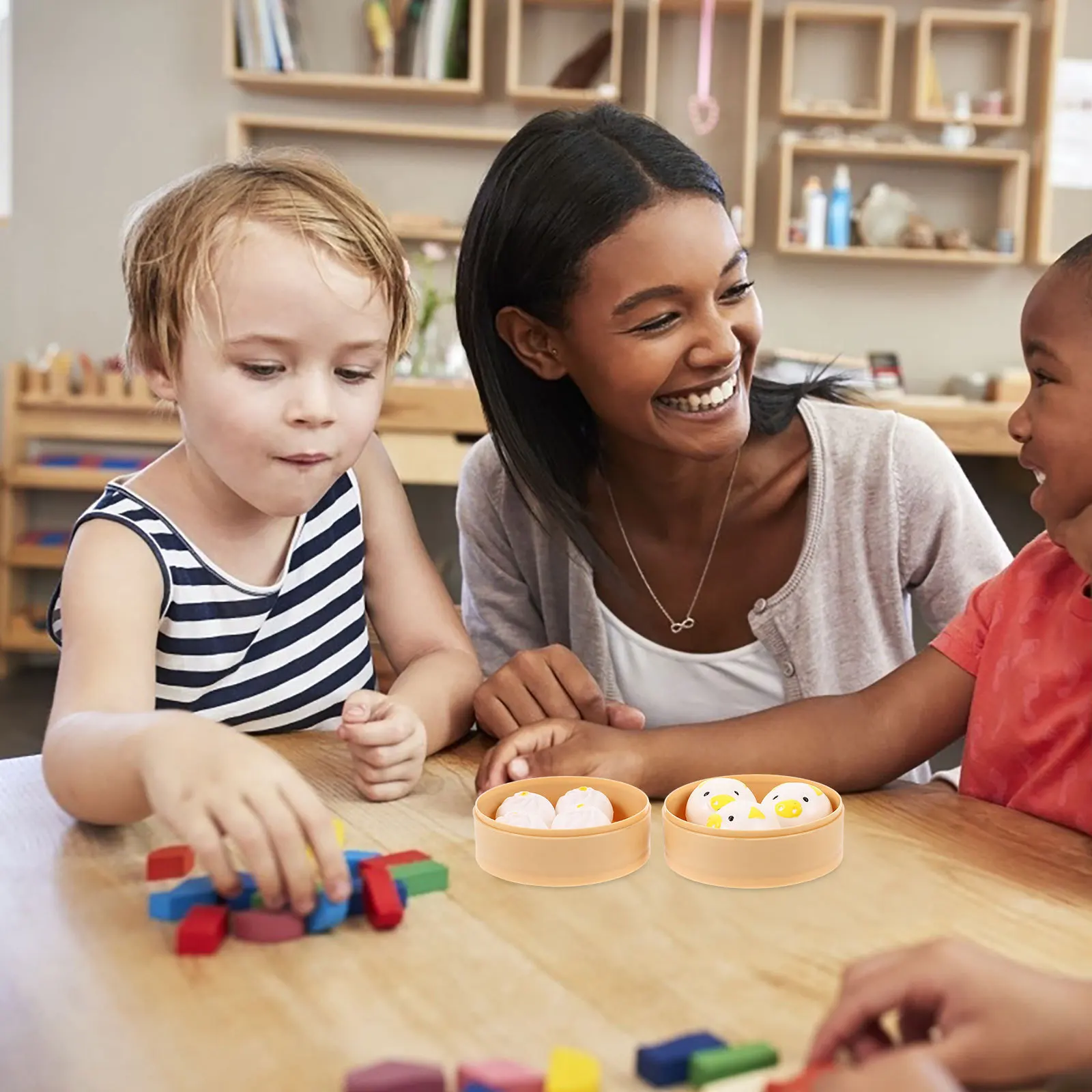 1 Juego de cocina, comida china, juego de cocina de imitación, bollo al vapor, juego interactivo de desayuno para niños