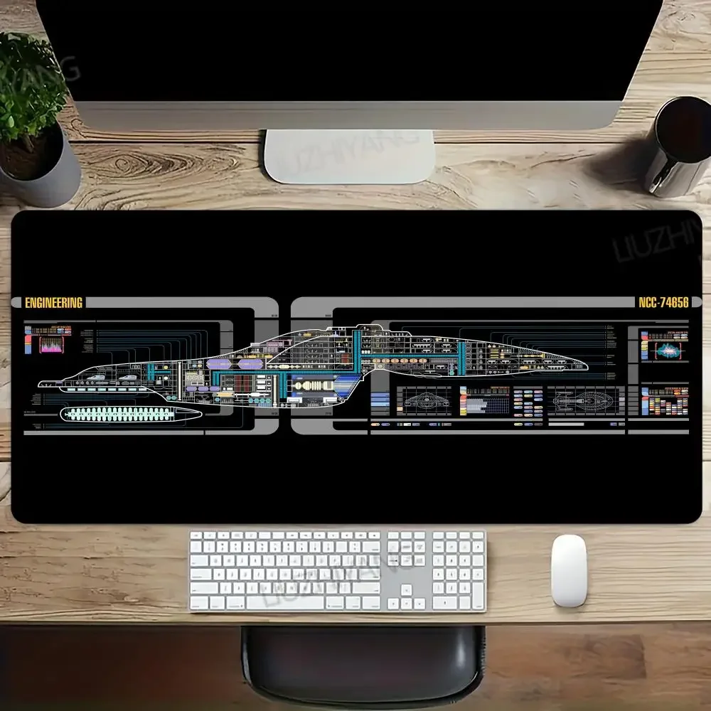 Starship Blueprint Pad Desk Pad Mouse Pad Gamer Computer Cabinet Star Trek Game Office Accessories Keyboard Anime Extended Large
