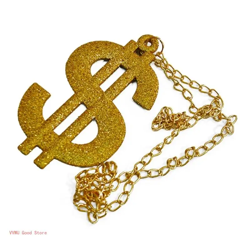 Party Necklace Dollars Sign Necklace, Dollars Sign Pendant Necklace with Chain