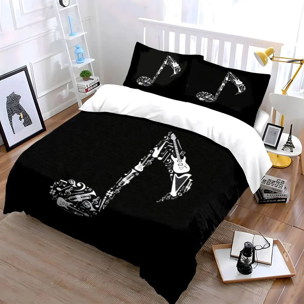 Music Note Art Decor Set Soft Skin-Friendly Bedding Set Includes 1 Duvet Cover And 2 Pillowcase, Gift