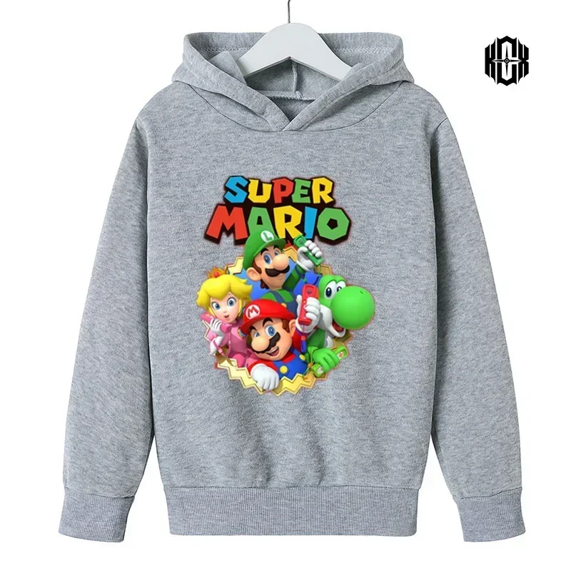 Children's Hoodie Mario Spring And Autumn 2024 New Children's Autumn Top Hooded Boy Long Sleeve Handsome Clothes Tide