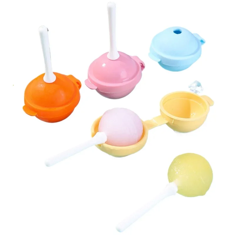 Lollipop Shape Ice Cream Mold Silicone Ice Pops Mold with Stick Portable Cute Popsicle Mould Baby DIY Ice Ball Maker