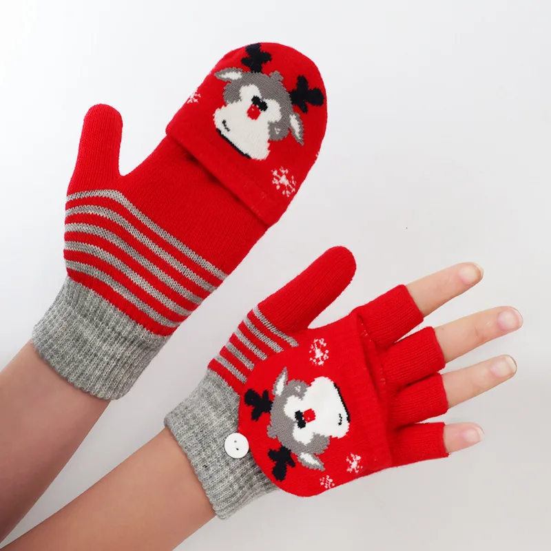 عيد الميلاد محبوك الأحمر الوجه قفازات النساء عطلة جو قفاز أنماط مطبوعة المألوف الدافئة طالب الكتابة قفازات مكتب