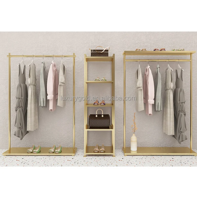 

custom.High End Retail Garment Clothes Stand display Metal Stainless Steel Clothing Rack For Boutique Clothes Store