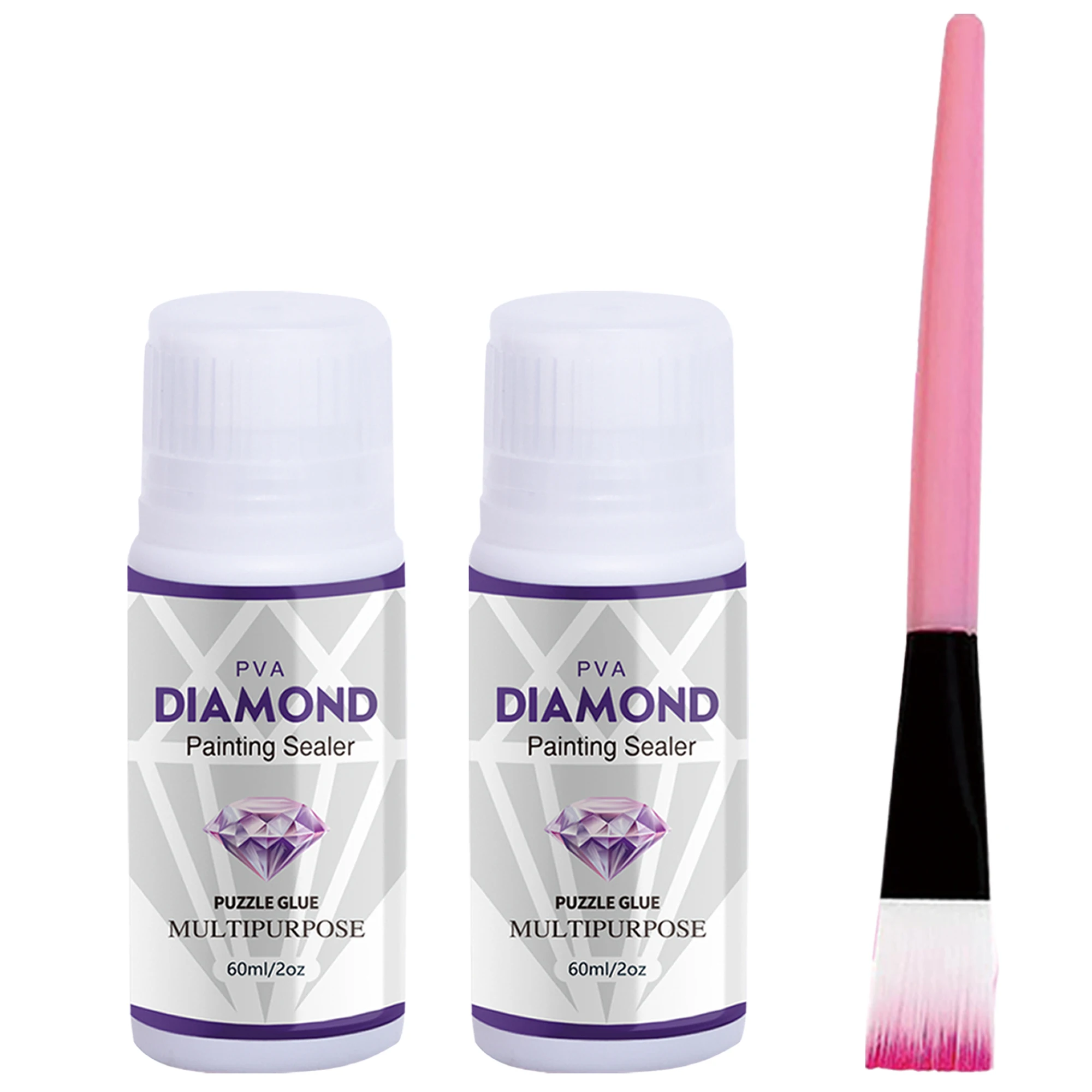 2 In 1 60 ML/200 ML Diamond Painting Sealer 5D Diamond Painting Art Lijm En Siliconen Borstel Permanente Hold & Shine Effect Sealer