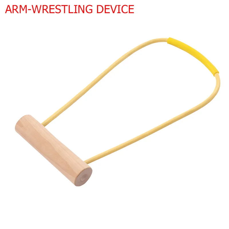 Portable Armwrestling Training Handle Arm Strength Device Biceps Trainer Pull Rope Latex Rubber Resistance Band Beech Wood Grip