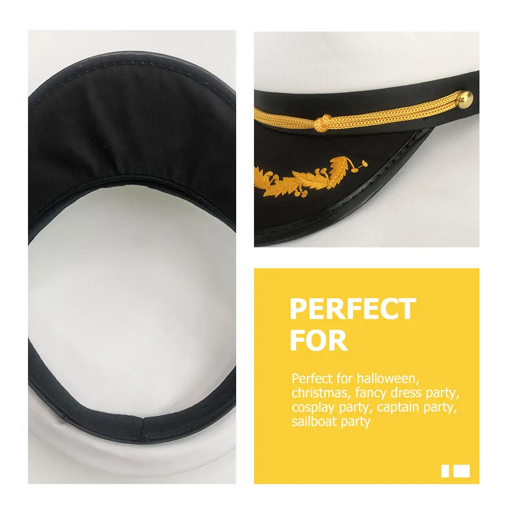 

Embroidered Captain Hat Adjustable Buckle for Men Women Boat Party Costume Sailor Sun Hat Cosplay Accessory Decor
