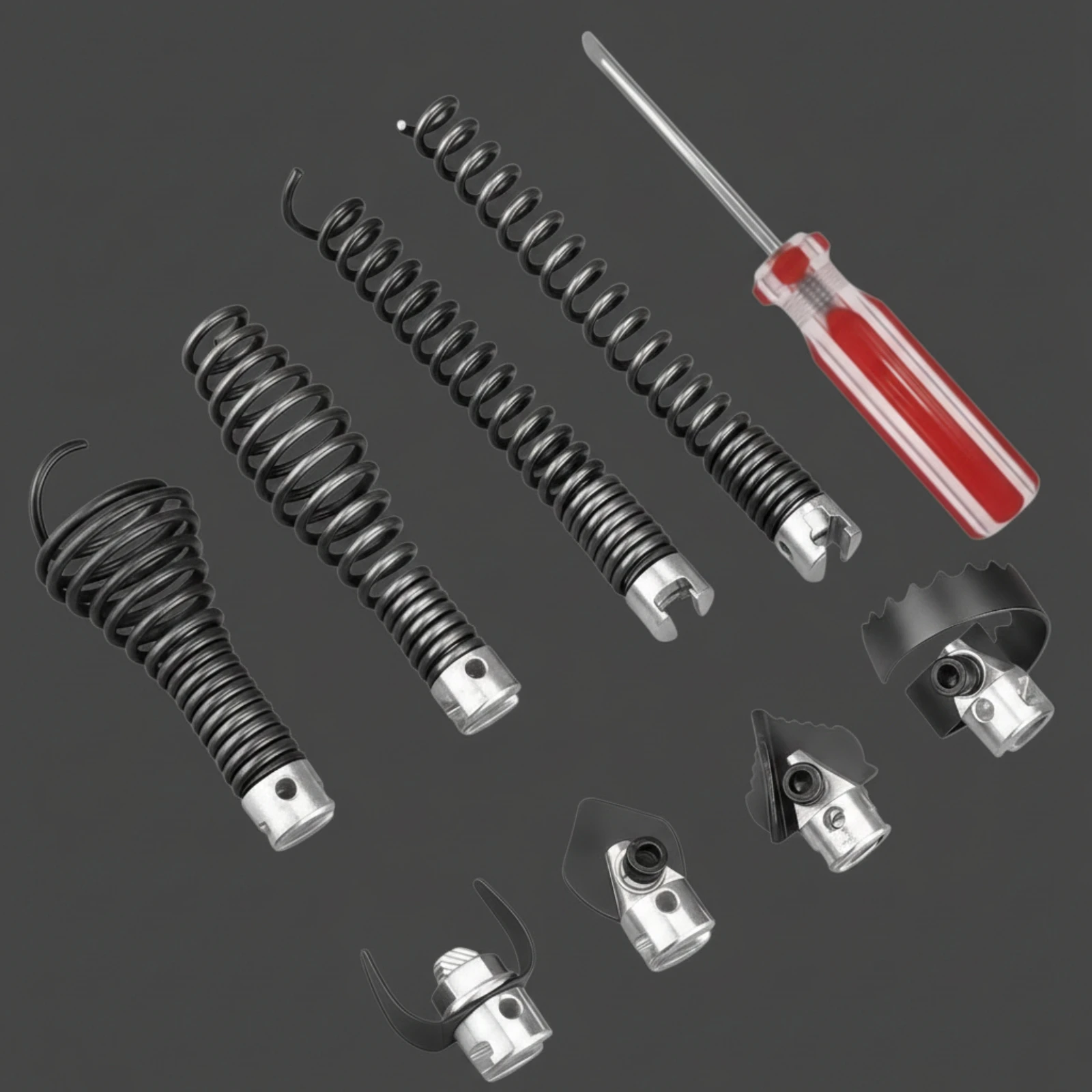 Picture 5: 9 Pieces Drain Auger Kit Compatible Cutter and Auger Set Cutter Head Set Heavy Duty Hardware Easy to Install for Plumbers