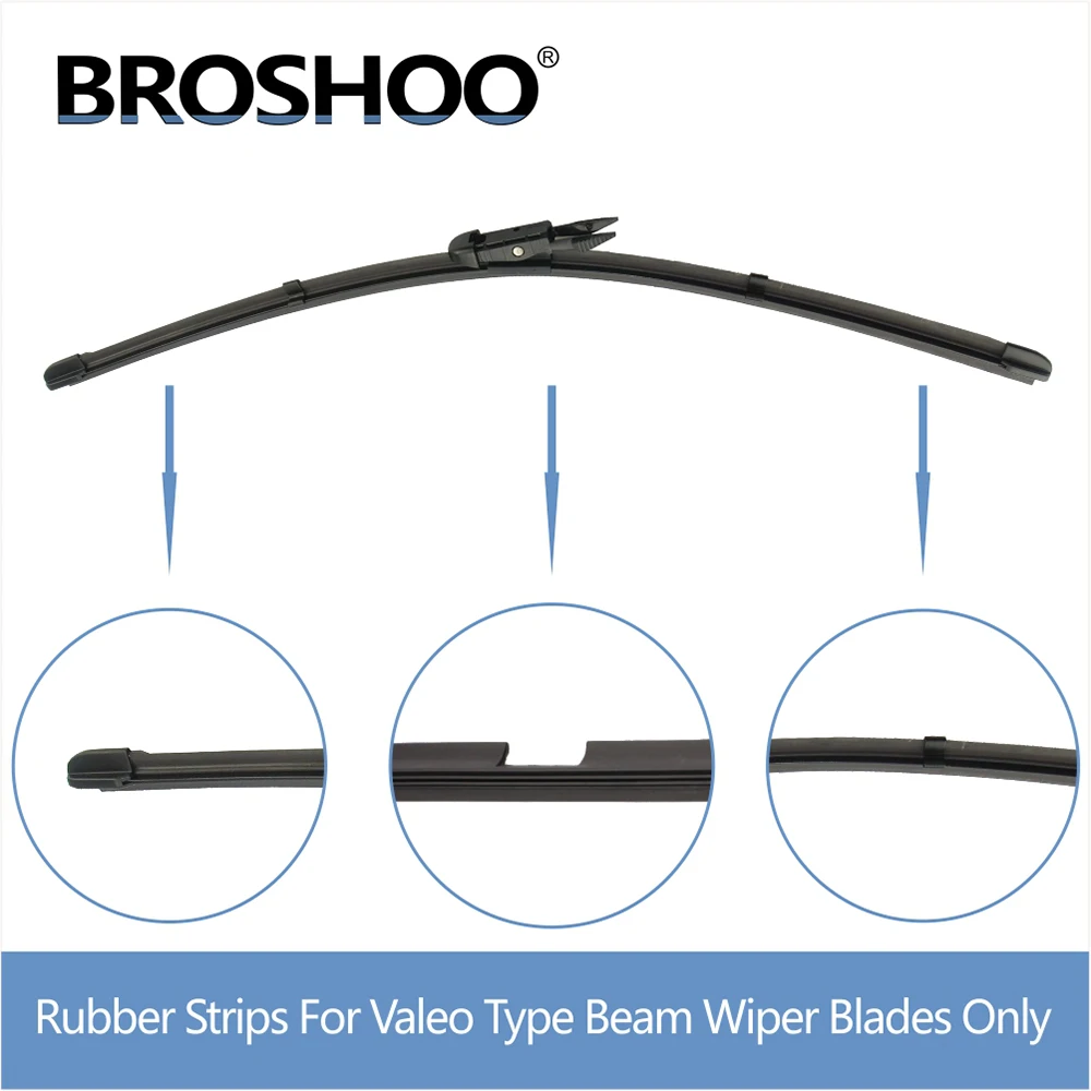 2pcs Auto Vehicle Insert Natural Rubber Car Wiper Blade Strip for Valeo Type Beam Wipers Refill 8mm 24"26"28"30" Car Accessories