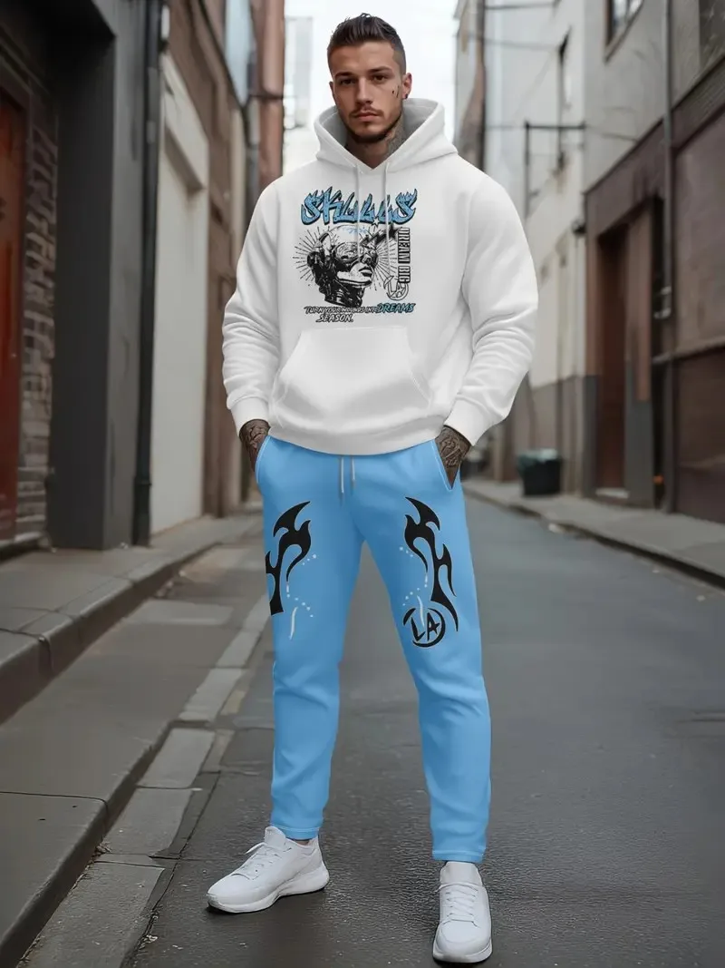 

The 2025 Spring and Autumn Bestseller men's hoodie set Skin-friendly soft casual roller skating letter printed men's wear