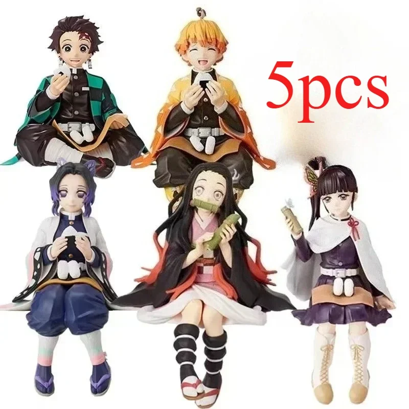 Figuras de acción de Anime Demon Slayer Kimetsu No Yaiba, modelos Tanjiro Nezuko I, regalo perfecto para seguidores, juguete, 5 uds.