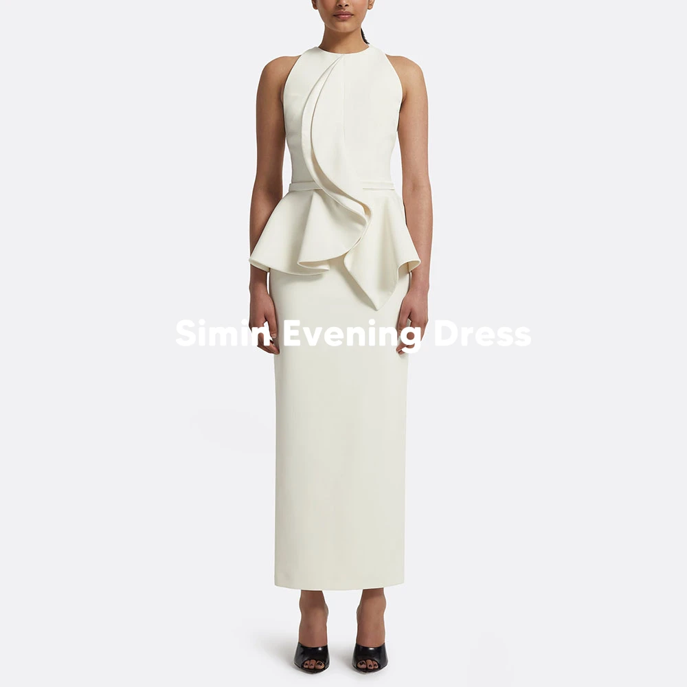 

Simin Customized Women's Simple Straight O-neck Ruffles Evening Dresses With Sleeveless Ankle-Length Formal Elegant Dresses 2025