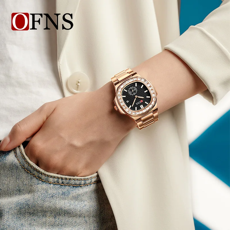 Luxury Women's Quartz Watch Fashion Square Diamond Wristwatch Alloy Band Model Watch Exquisite Timepiece Holiday Gift