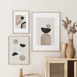Abstract Color Block Canvas Painting Black Brown Beige Art Print Poster Nordic Wall Pictures Bedroom Aesthetic Room Decor