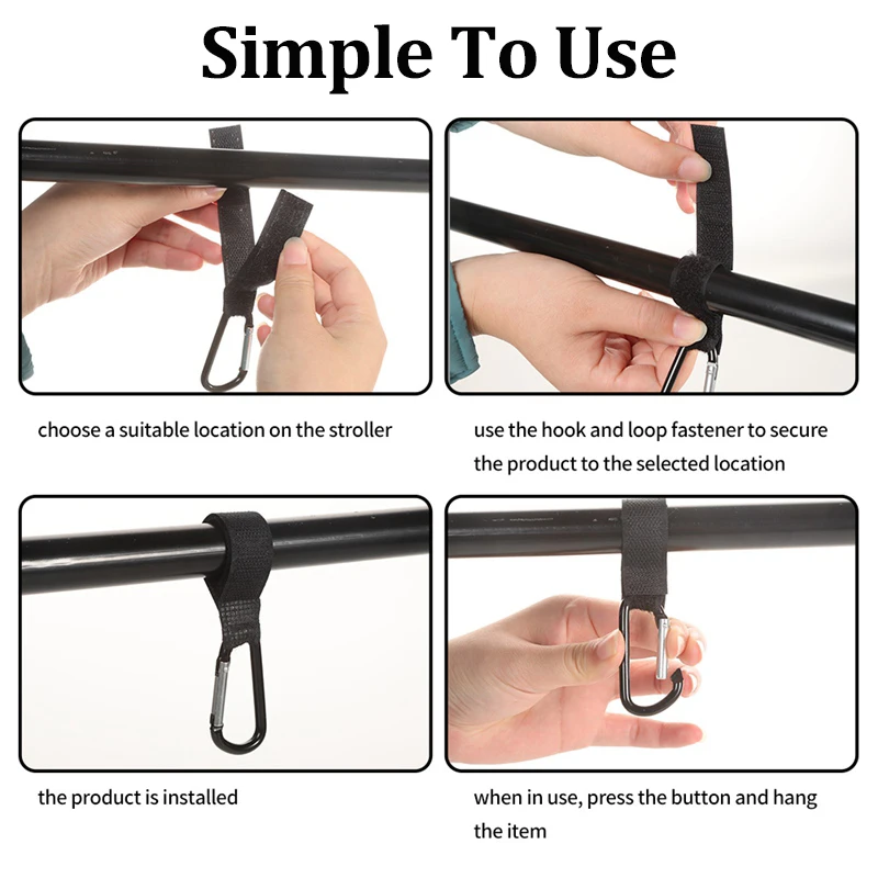 Baby Stroller Hooks Aluminum Alloy Buckles Clips Carabiner Multifunction Household Trolley Diaper Bag Organizer Hook Pram Hanger