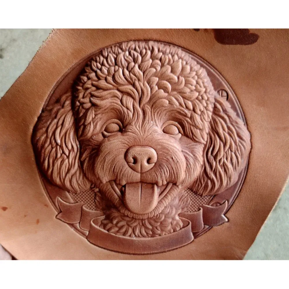 Poodle Dog 3D Metal Leather Stamp Embossing Mold Concave Convex Stamp for Vegetable Tanned Leathercraft Accessories