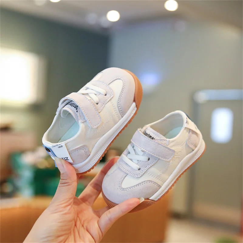 2024 New Spring Baby Shoes Leather Toddler Boys Casual Shoes Soft Sole Outdoor Tennis Fashion Little Kids Girls Sneakers