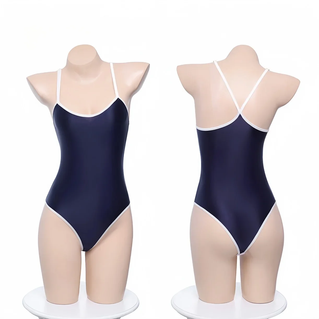 Japanese Student Style One-Piece Swimwear Sexy Backless Swimsuits Cross Strap Bathing Suits for Women Swimming Beach Wear XL XXL
