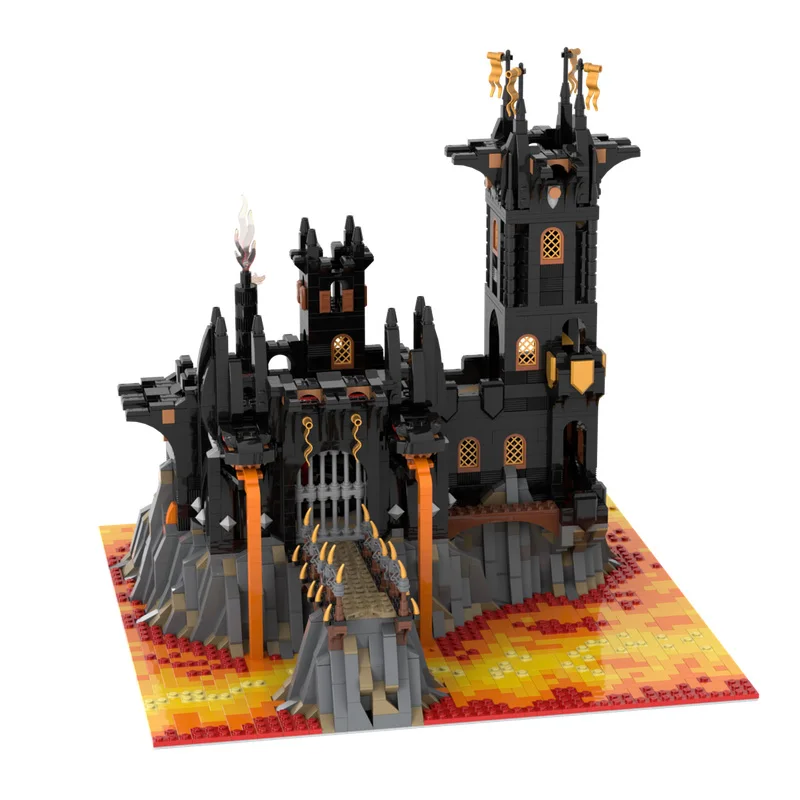 3262 부품 MOC 중세 검은 용 바위 성 건축 블록 레트로 건축 모델 디스플레이 장난감 어린이 DIY 조립 선물