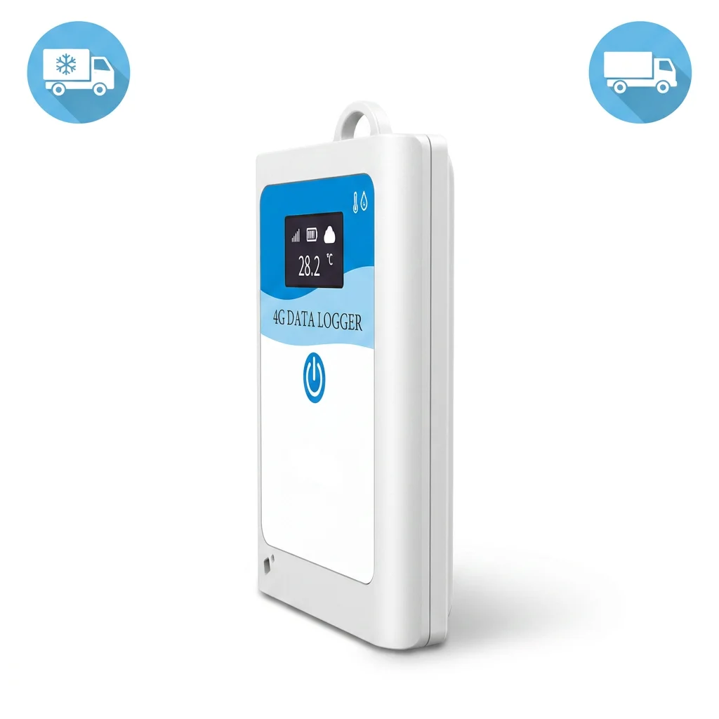 Temperature Humidity Monitor Road Logistics 4G Real-Time Single Use Offline Recording LBS Tracking PDF Report Plastic OEM ODM