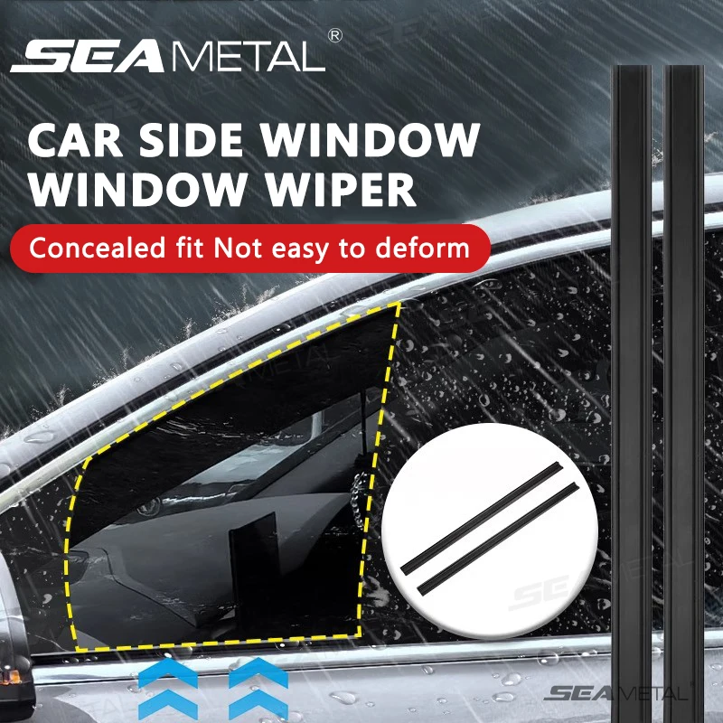 SEAMETAL Universal 2pcs Car Side Window Glass Wiper Rubber Auto Side Windows Fog Removal Wipers Blade Insert Cleaning Wiper Tool