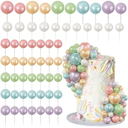 56 PCS Ball Cake Picks Colorful Ball Shaped Cake Topper Pearl Balls Cupcake Cake Insert Topper for Birthday Party Wedding Decor