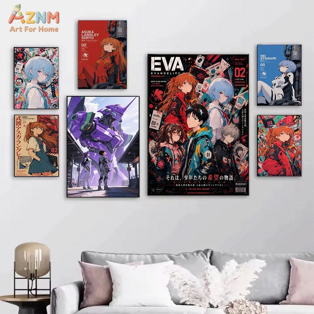 Neon Genesis Evangelion EVA Unit 01 Canvas Poster Frameless Anime Shinji Rei Asuka Wall Art Print for Bedroom Living Room Deco