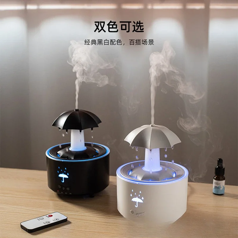 Rotating Umbrella Water Drop Aromatherapy Machine Colorful Light Humidifier