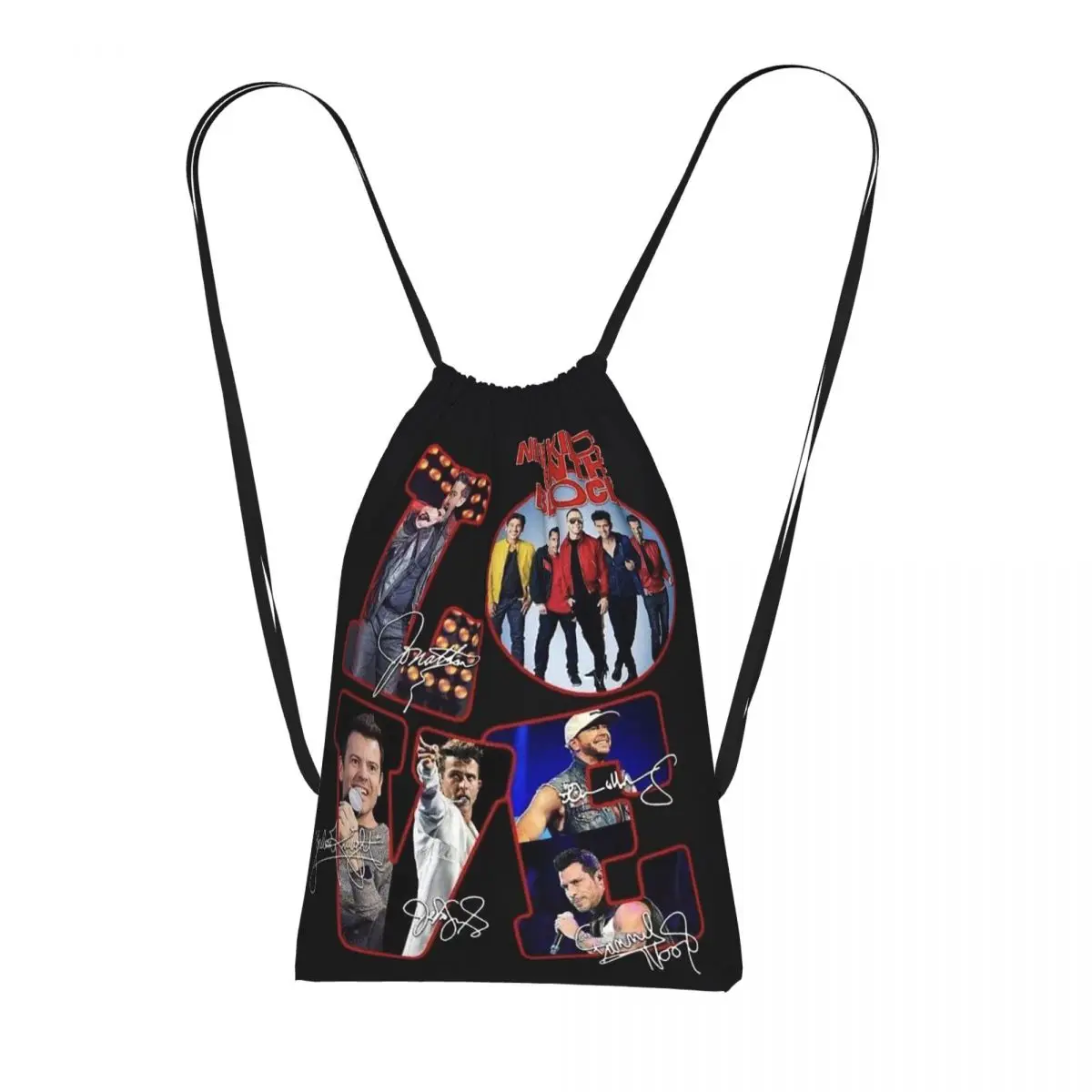New Kids On The Block Band NKOTB Drawstring Backpack hiking cycling Bag Lightweight Storage Drawstring Bag for Men Women